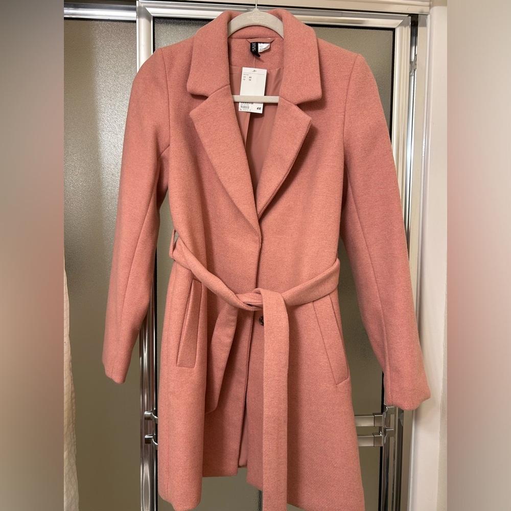 XS H&M pink wool coat